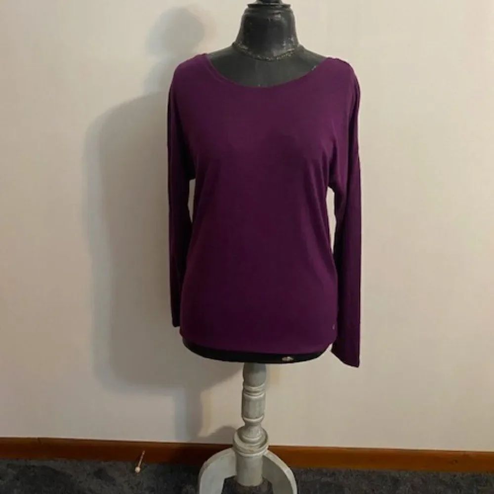 Xersion Purple relaxed fit crisscross back top, size S